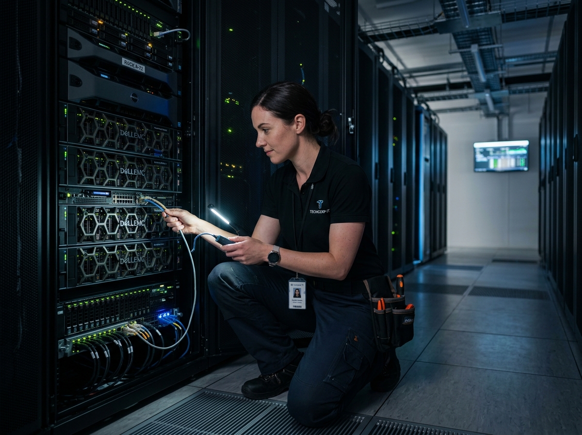 IT Technician Inspecting Equipment